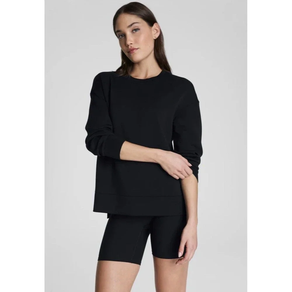 SPANX AirEssential Crewneck Sweatshirt Women’s Small Black - Picture 1 of 5